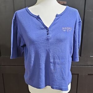 Harley-Davidson Purple Short Sleeve Henley Top with Logo